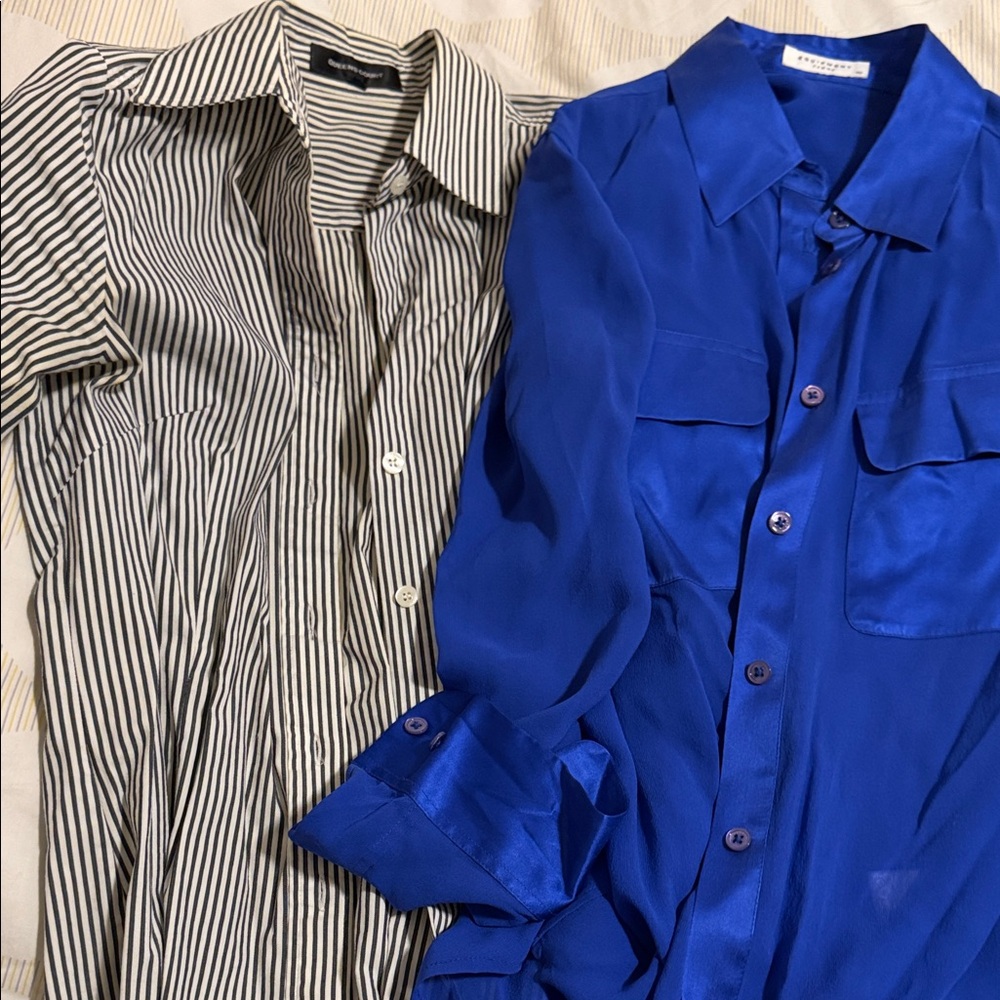 Blue and Striped Button-Up Shirts
